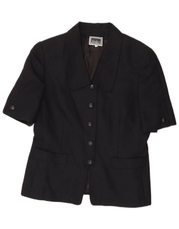 Luisa Spagnoli Womens 5 Button Short Sleeve Blazer Jacket IT 40 Small Black