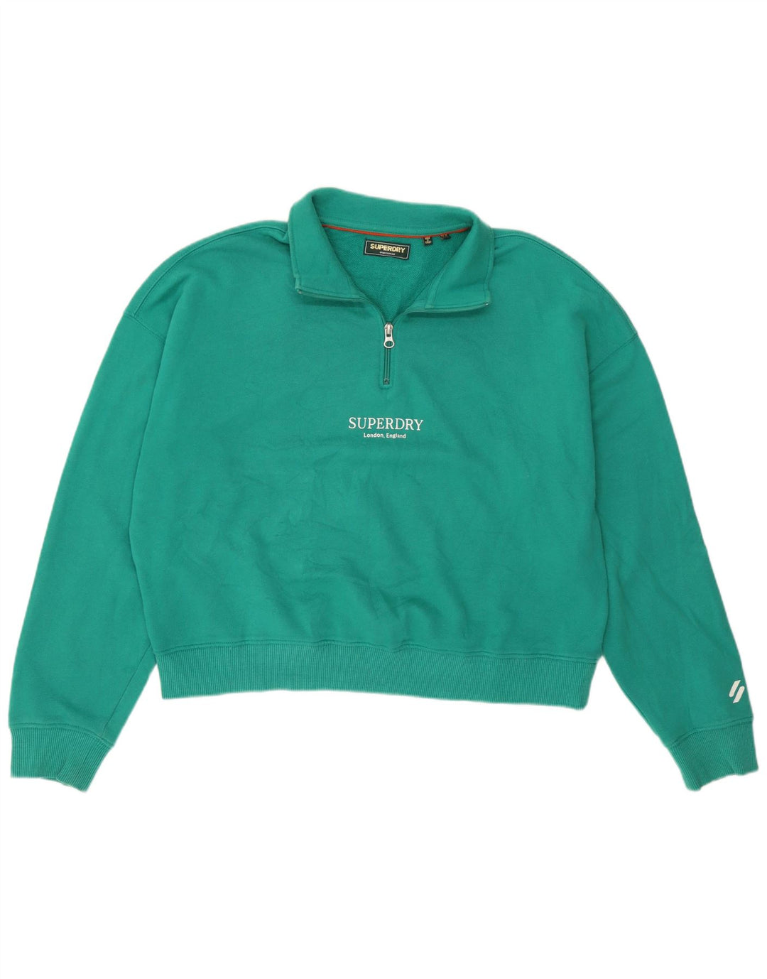 Superdry Womens Oversized Graphic Sweatshirt Jumper UK 10 Small Green