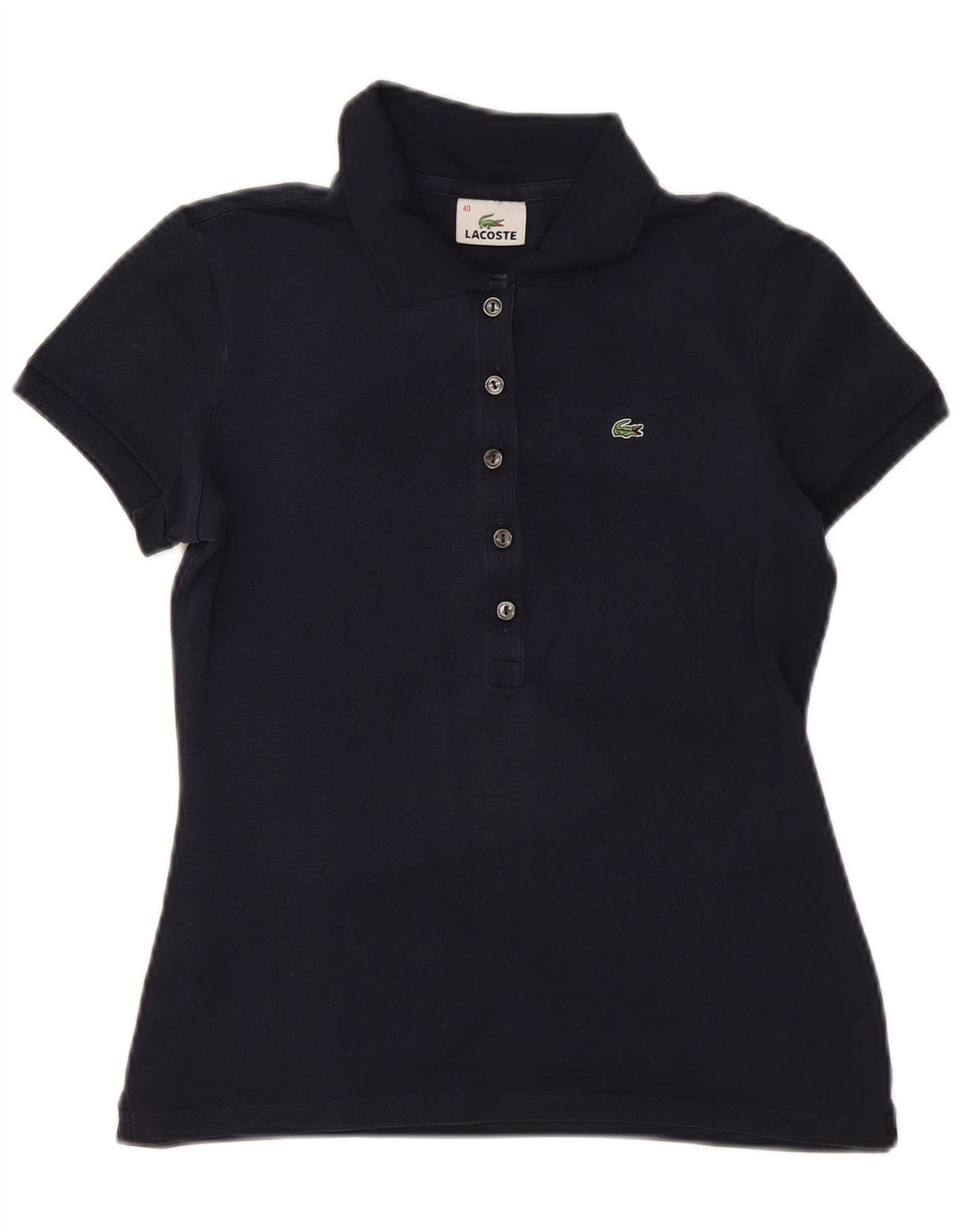Lacoste Womens Polo Shirt Size 40 Medium Navy Blue Cotton
