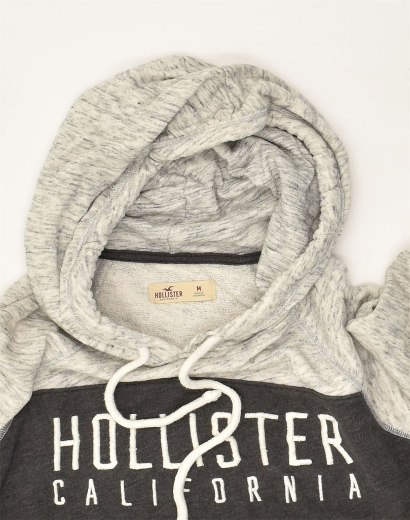 HOLLISTER Womens Graphic Hoodie Jumper UK 12 Medium Grey Colourblock | Vintage Hollister | Thrift | Second-Hand Hollister | Used Clothing | Messina Hembry 