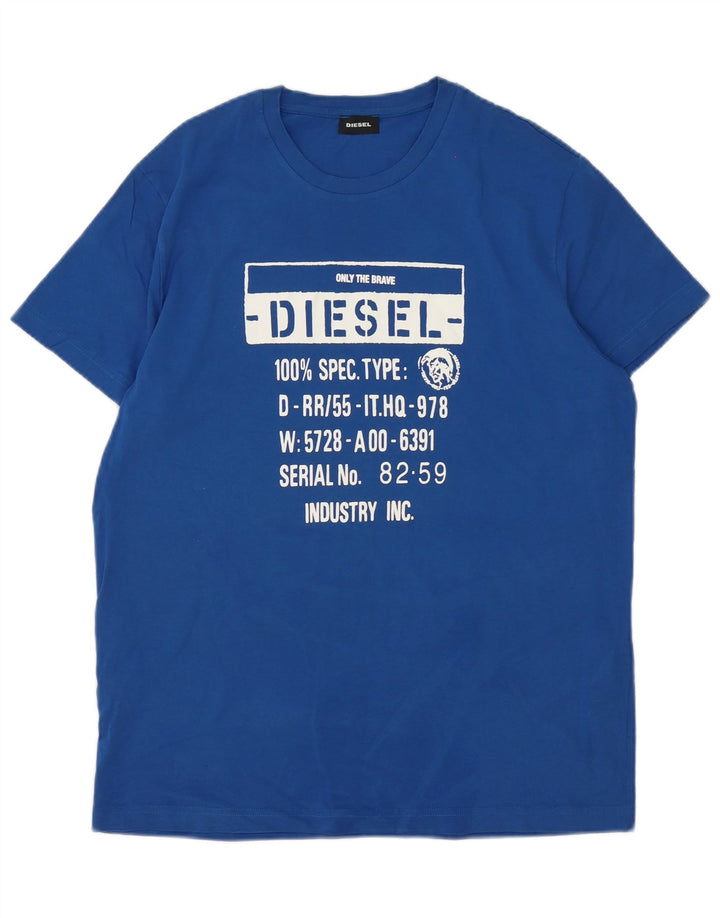 Diesel Mens Graphic T-Shirt Top XL Blue Cotton