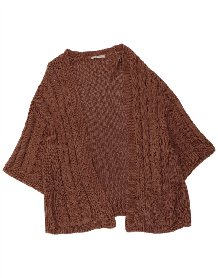 Marks & Spencer Womens 3/4 Sleeve Cardigan Sweater UK 14 Medium Brown