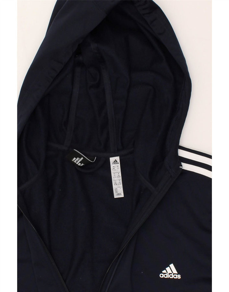 ADIDAS Womens Zip Hoodie Sweater UK 24/26 2XL Navy Blue Polyester | Vintage Adidas | Thrift | Second-Hand Adidas | Used Clothing | Messina Hembry 