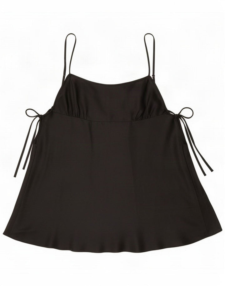Vintage Womens Crop Cami Top UK 14 Medium Black