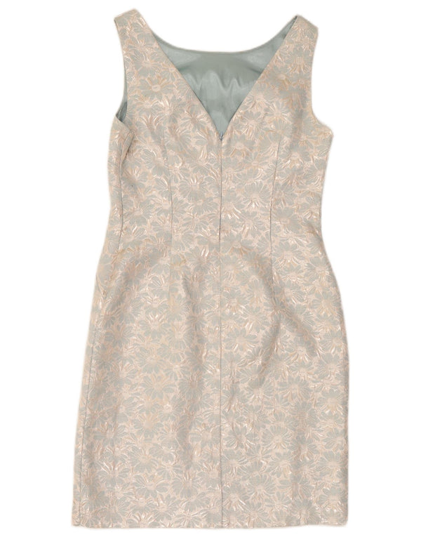 Monsoon Womens Sleeveless Sheath Dress UK 12 Medium Blue Floral Polyester