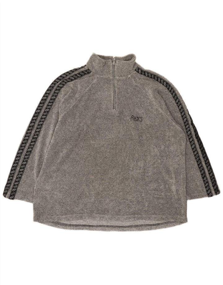 Asics Mens Graphic Zip Neck Top Long Sleeve XL Grey Colourblock