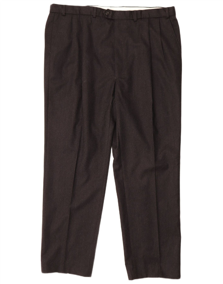 MARKS & SPENCER Mens Pegged Suit Trousers W44 L33 Black Wool