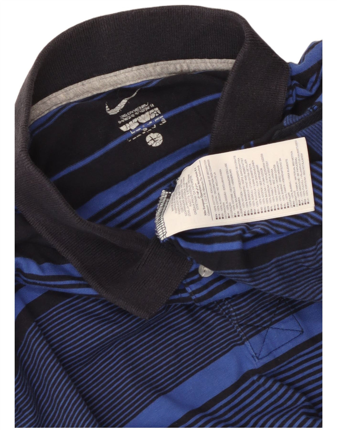 Nike Mens Polo Shirt Large Blue Striped Cotton