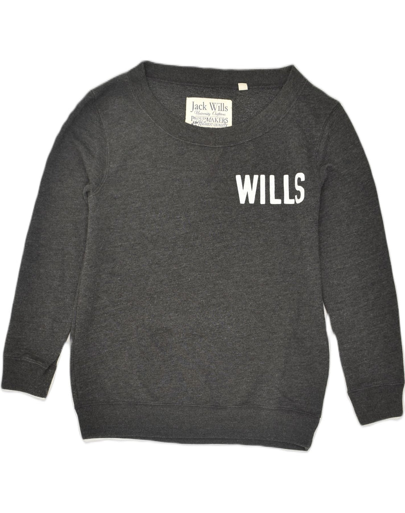 JACK WILLS Womens Loose Fit Graphic Sweatshirt Jumper UK 10 Small  Black | Vintage Jack Wills | Thrift | Second-Hand Jack Wills | Used Clothing | Messina Hembry 