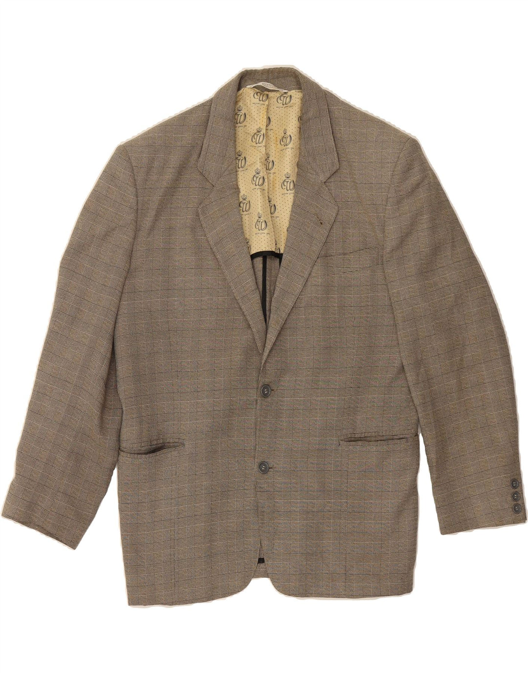 WAMPUM Mens 2 Button Blazer Jacket UK 38 Medium Grey Check Vintage Wampum and Second-Hand Wampum from Messina Hembry 