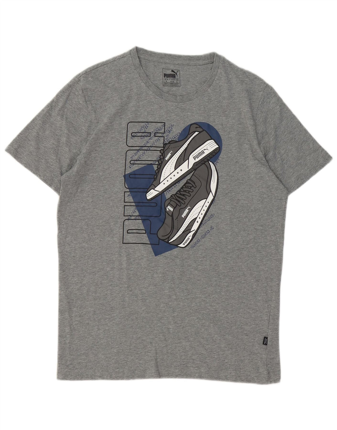 Puma Mens Graphic T-Shirt Top Medium Grey Flecked