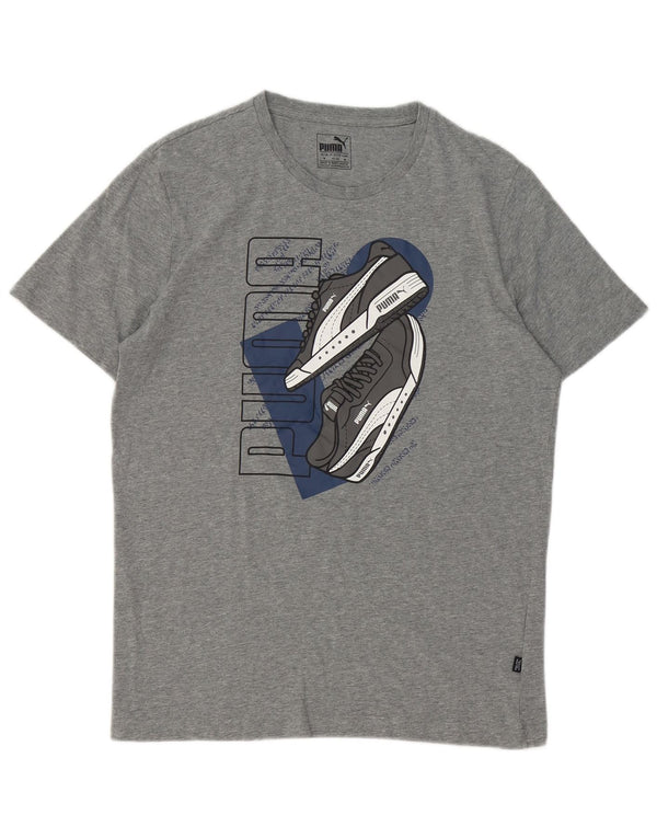 Puma Mens Graphic T-Shirt Top Medium Grey Flecked