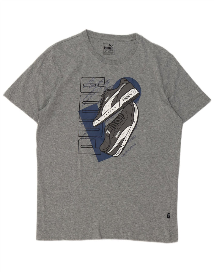 Puma Mens Graphic T-Shirt Top Medium Grey Flecked