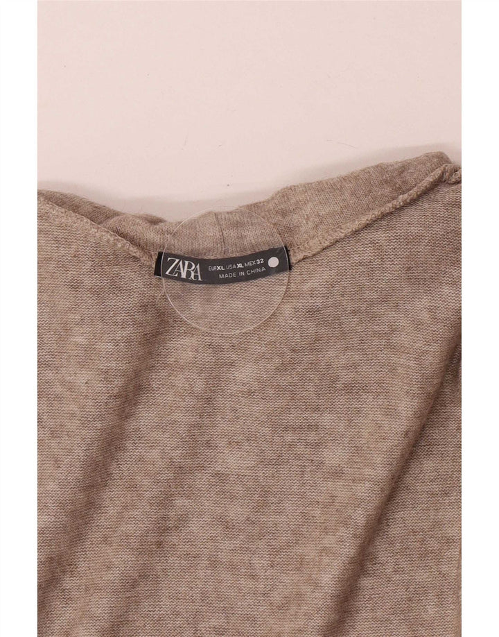 Zara Womens Roll Neck Blouse Top UK 18 XL Brown