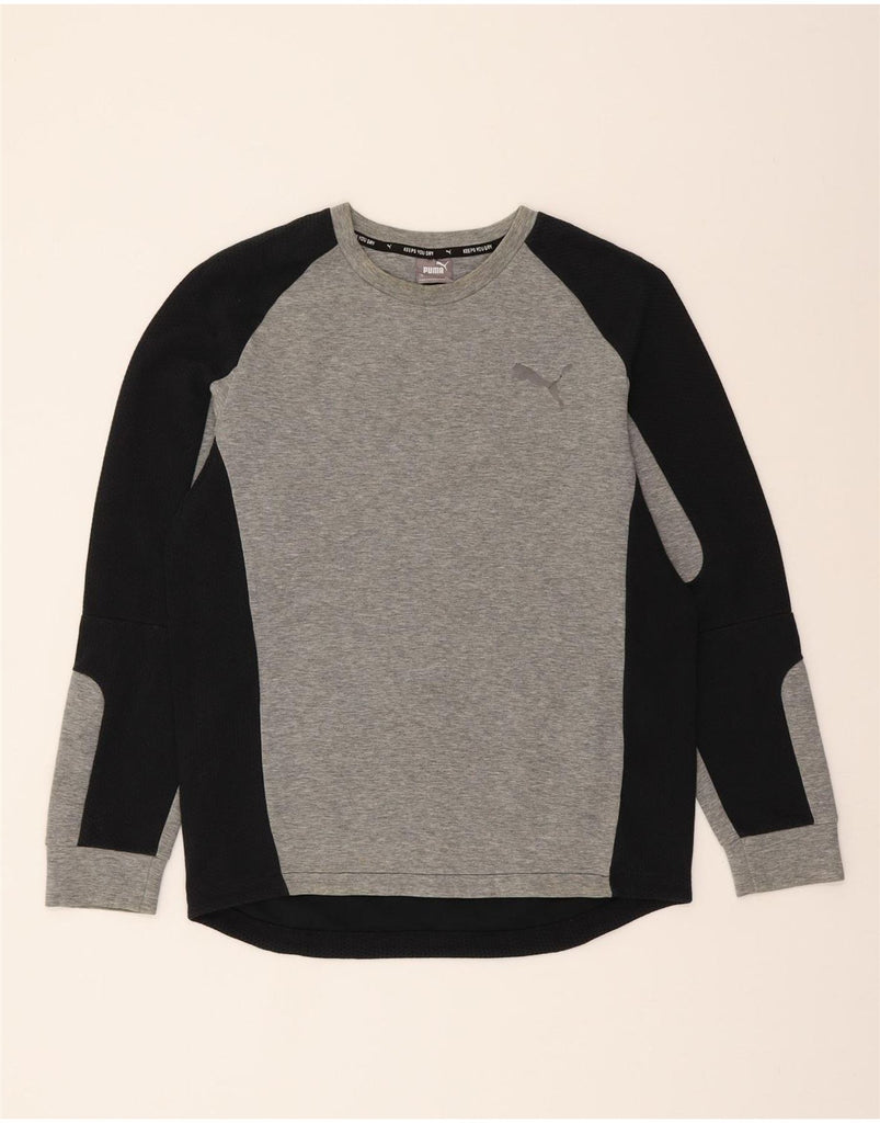 PUMA Mens Sweatshirt Jumper Medium Grey Colourblock Cotton Vintage Puma and Second-Hand Puma from Messina Hembry 