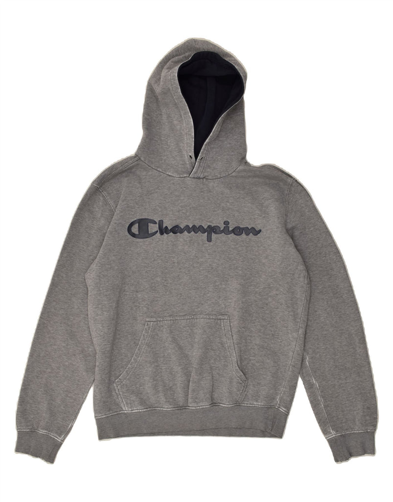 CHAMPION Mens Graphic Hoodie Jumper Medium Grey Cotton | Vintage Champion | Thrift | Second-Hand Champion | Used Clothing | Messina Hembry 