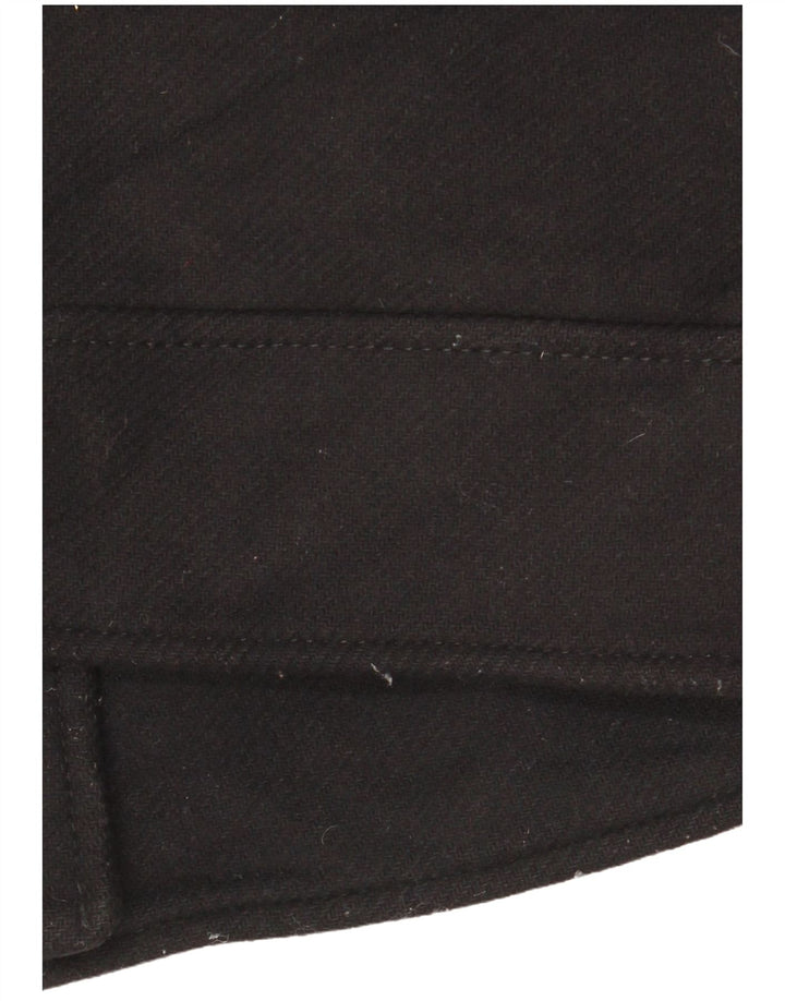 Zara Womens Short Poncho Coat UK 6 XS Black Wool
