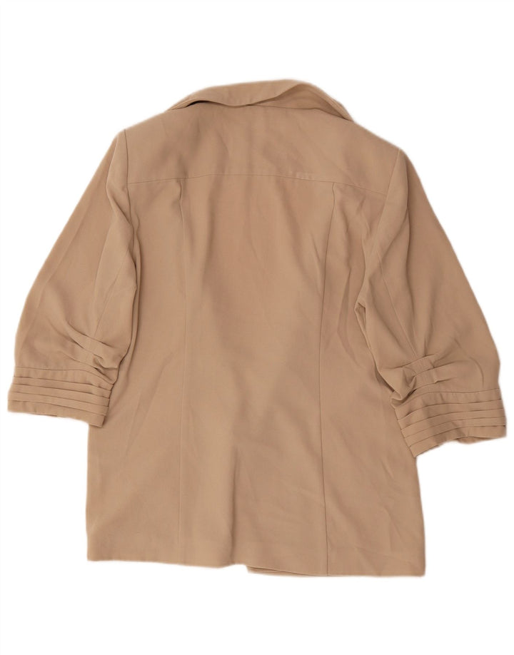 Marks & Spencer Womens 3/4 Sleeve Blazer Jacket UK 12 Medium Beige