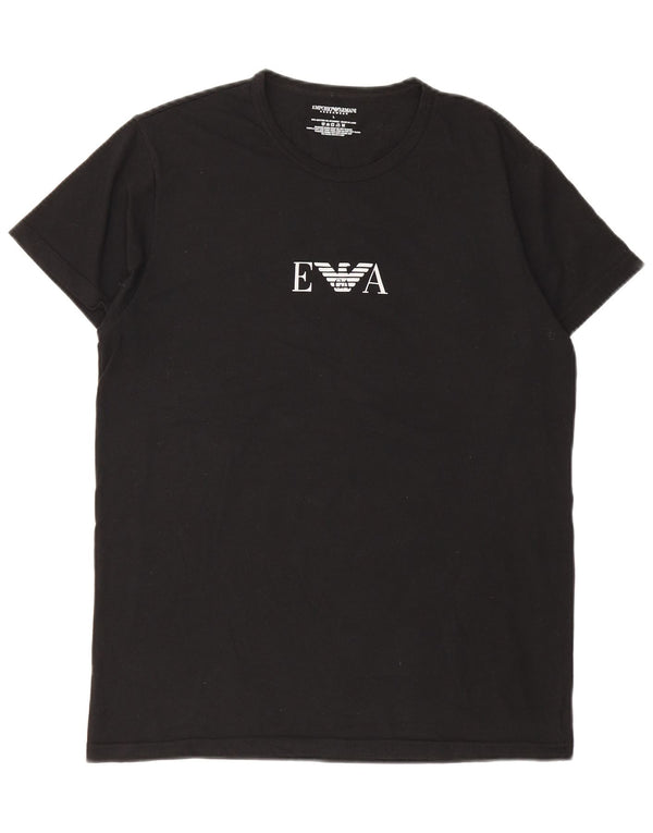 Emporio Armani Mens Graphic T-Shirt Top Large Black Cotton
