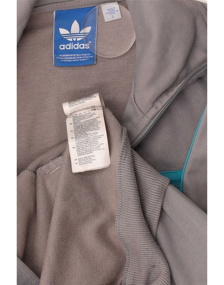 Adidas Mens Tracksuit Top Jacket Small Grey Colourblock Cotton