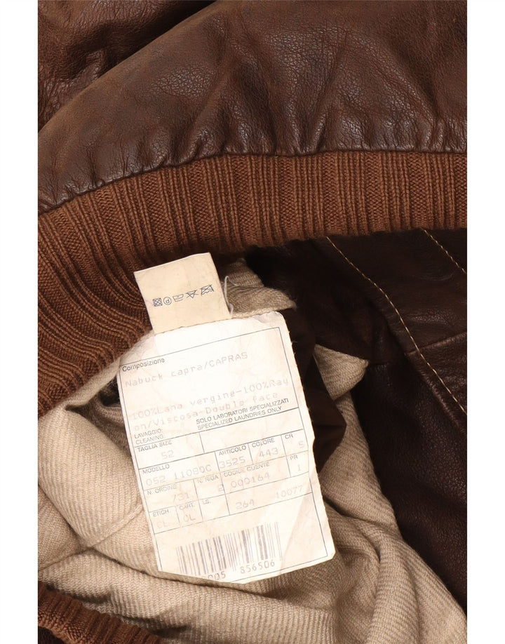 Vintage Mens Leather Jacket IT 52 XL Brown Leather