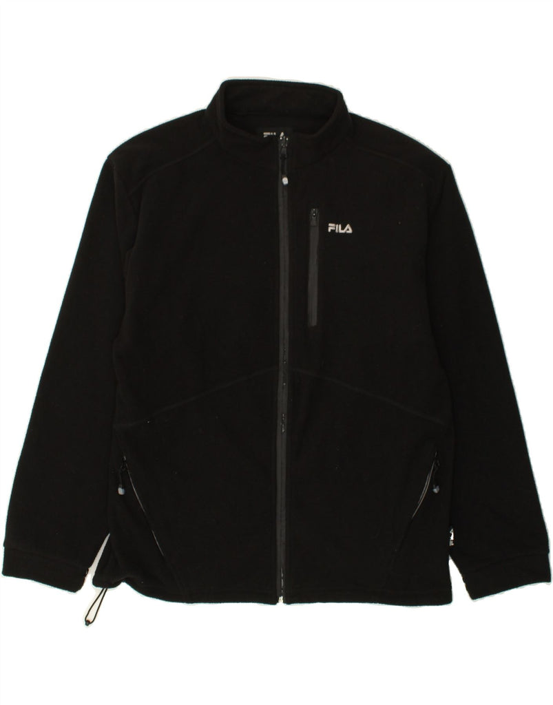 FILA Mens Fleece Jacket 2XL Black Polyester | Vintage Fila | Thrift | Second-Hand Fila | Used Clothing | Messina Hembry 