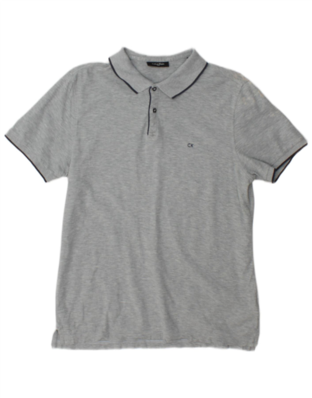 Calvin Klein Mens Polo Shirt Small Grey Flecked Cotton