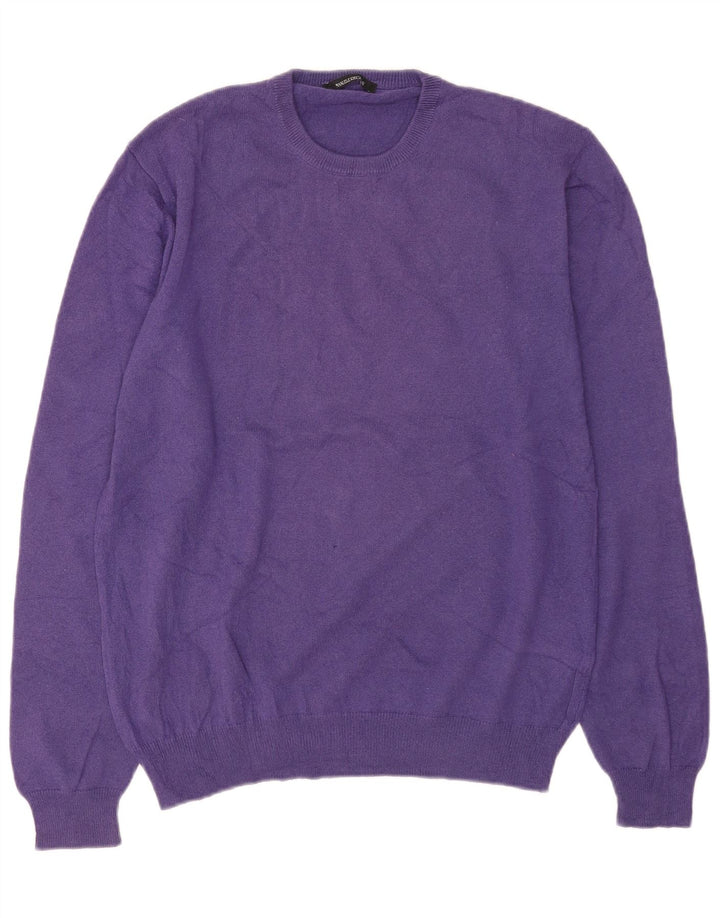 Vintage Mens Crew Neck Jumper Sweater Medium Purple Cashmere