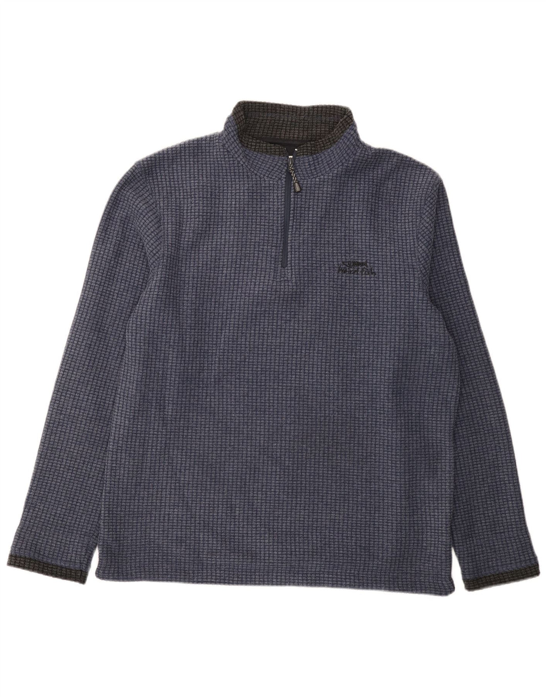 Weird Fish Mens Zip Neck Fleece Jumper Large Navy Blue Polyester