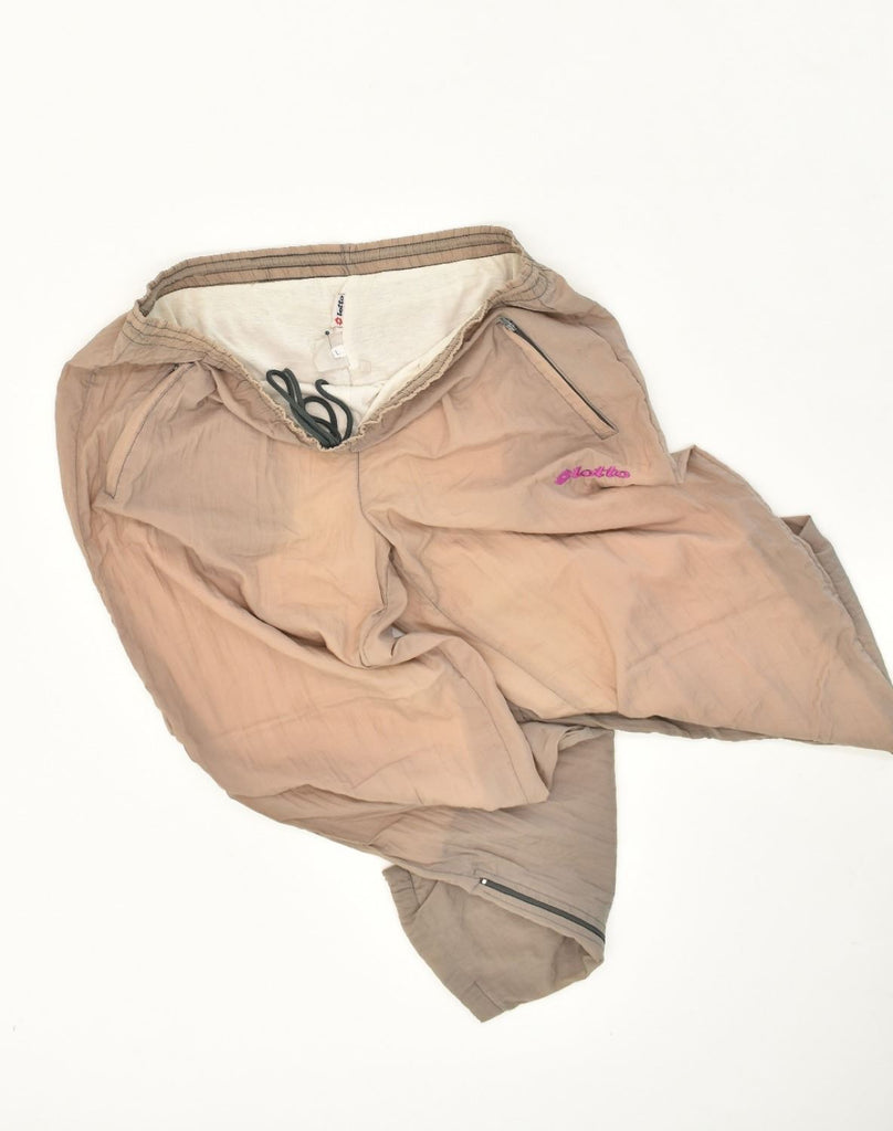 LOTTO Mens Tracksuit Trousers Large Beige Colourblock Nylon | Vintage Lotto | Thrift | Second-Hand Lotto | Used Clothing | Messina Hembry 