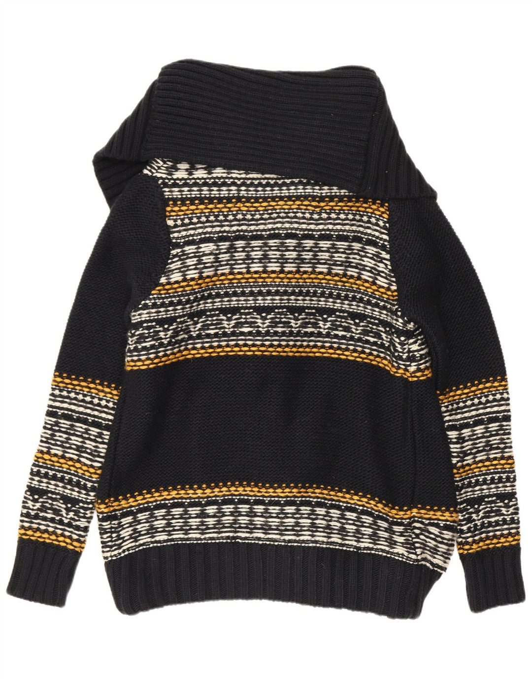 Superdry Womens Open Cardigan Sweater UK 14 Medium Black Striped Acrylic