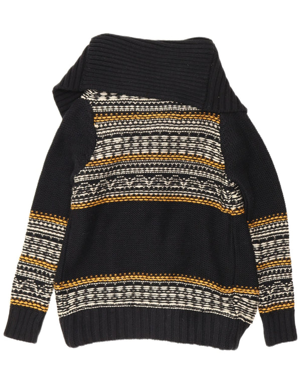 Superdry Womens Open Cardigan Sweater UK 14 Medium Black Striped Acrylic