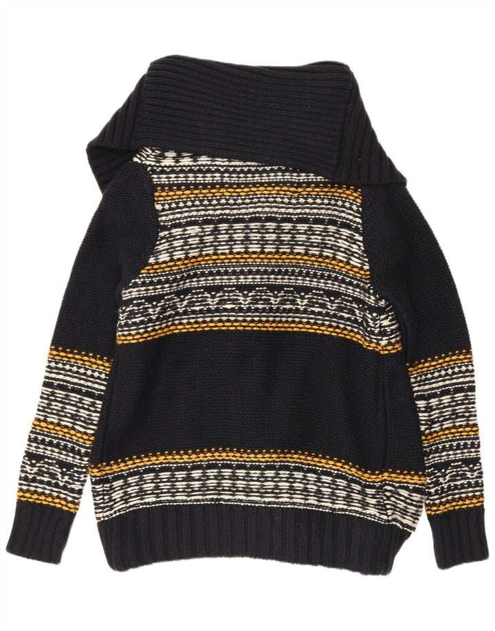 Superdry Womens Open Cardigan Sweater UK 14 Medium Black Striped Acrylic