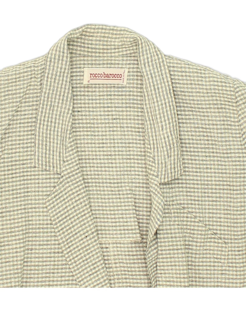 ROCCOBAROCCO Womens Double Breasted Blazer Jacket IT 42 Medium Grey Check | Vintage Roccobarocco | Thrift | Second-Hand Roccobarocco | Used Clothing | Messina Hembry 