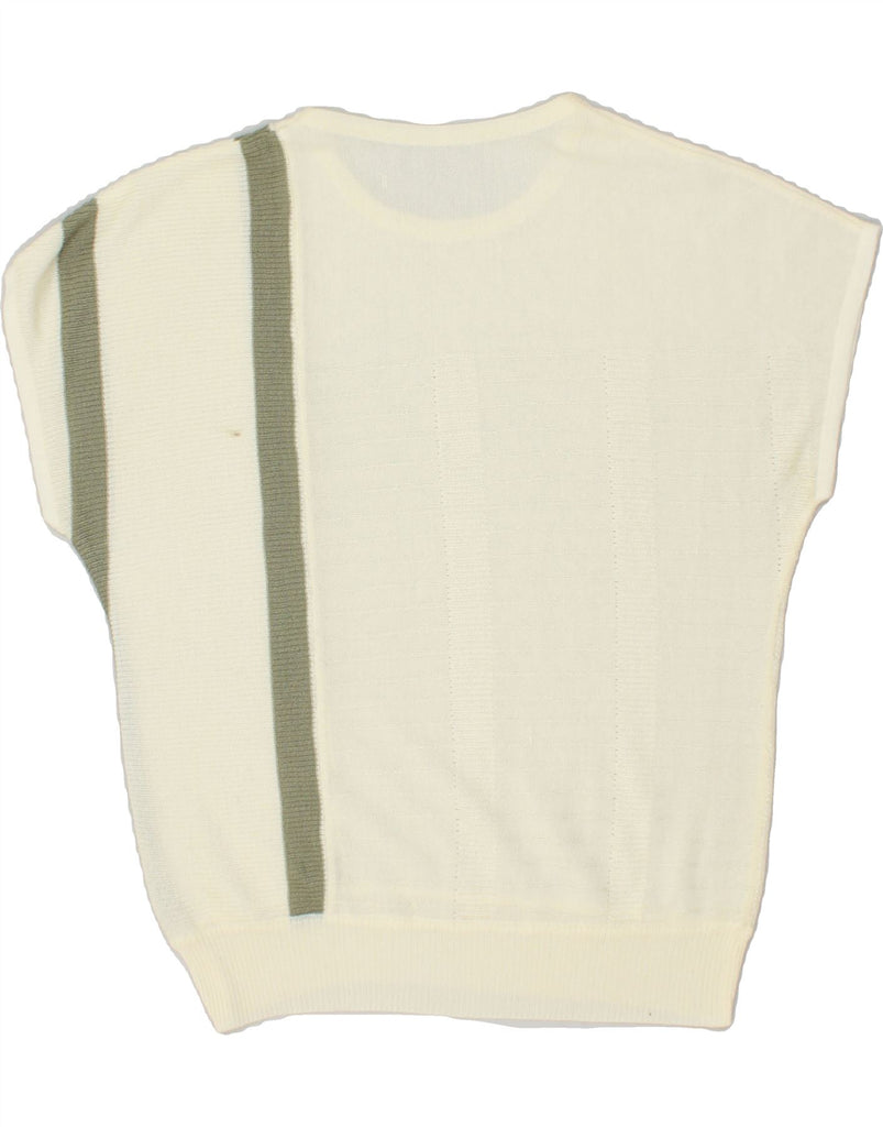 VINTAGE Womens Short Sleeve Crew Neck Jumper Sweater UK 14 Medium White | Vintage Vintage | Thrift | Second-Hand Vintage | Used Clothing | Messina Hembry 