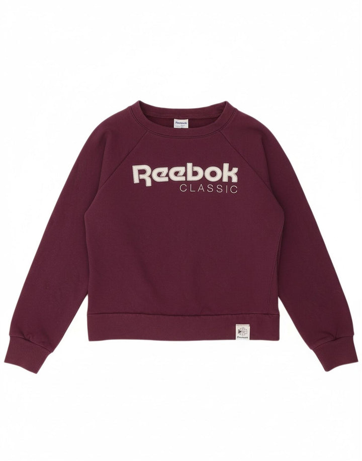 REEBOK Womens Classic Oversized Sweatshirt Jumper UK 8/10 Small Maroon