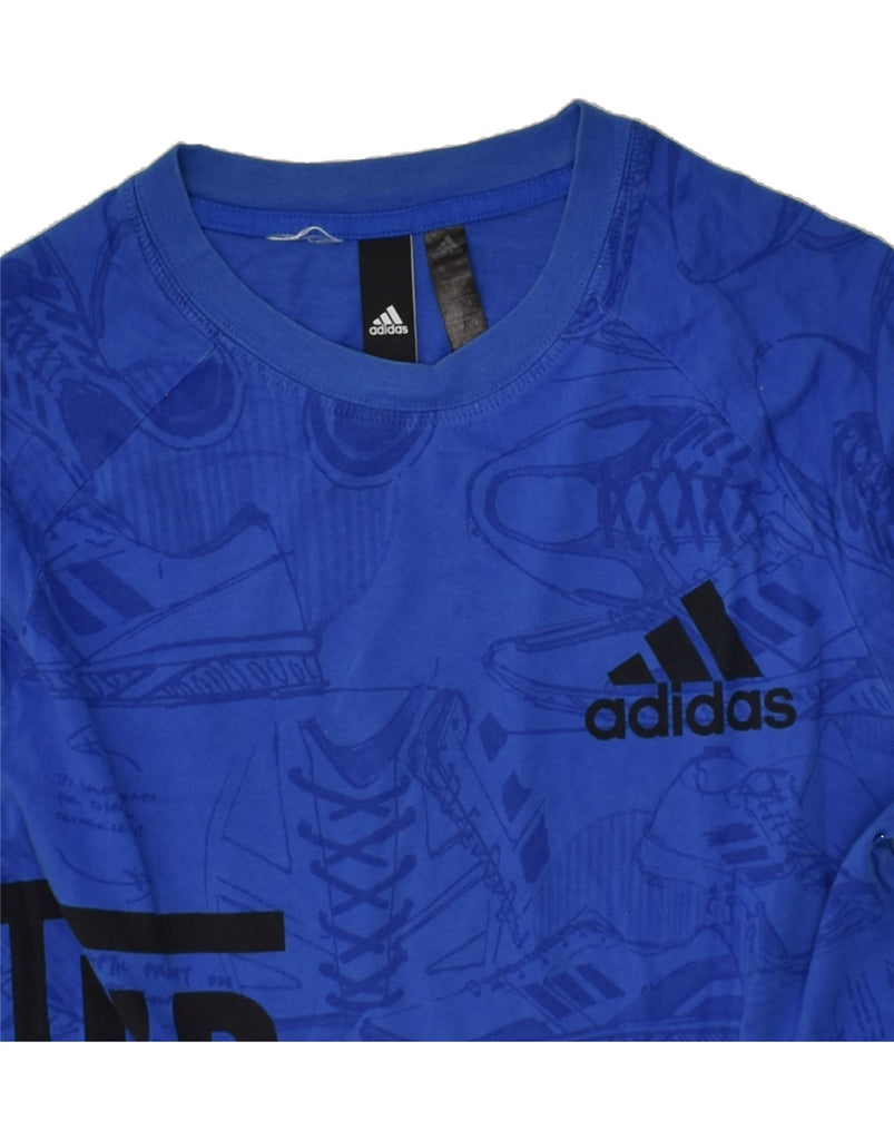 ADIDAS Boys Abstract Pattern Graphic T-Shirt Top 13-14 Years Blue Cotton | Vintage Adidas | Thrift | Second-Hand Adidas | Used Clothing | Messina Hembry 