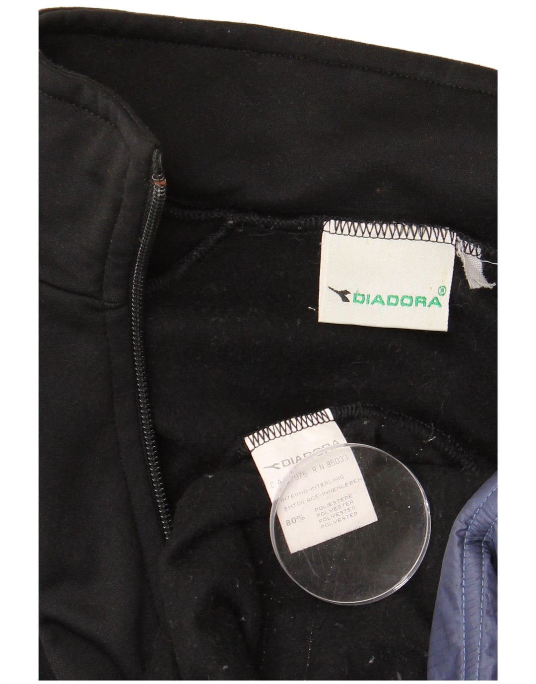 DIADORA Mens Tracksuit Top Jacket Medium Black Colourblock Polyester