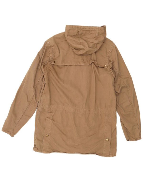 Barbour Mens Hooded Parka Jacket UK 38 Medium Beige Cotton