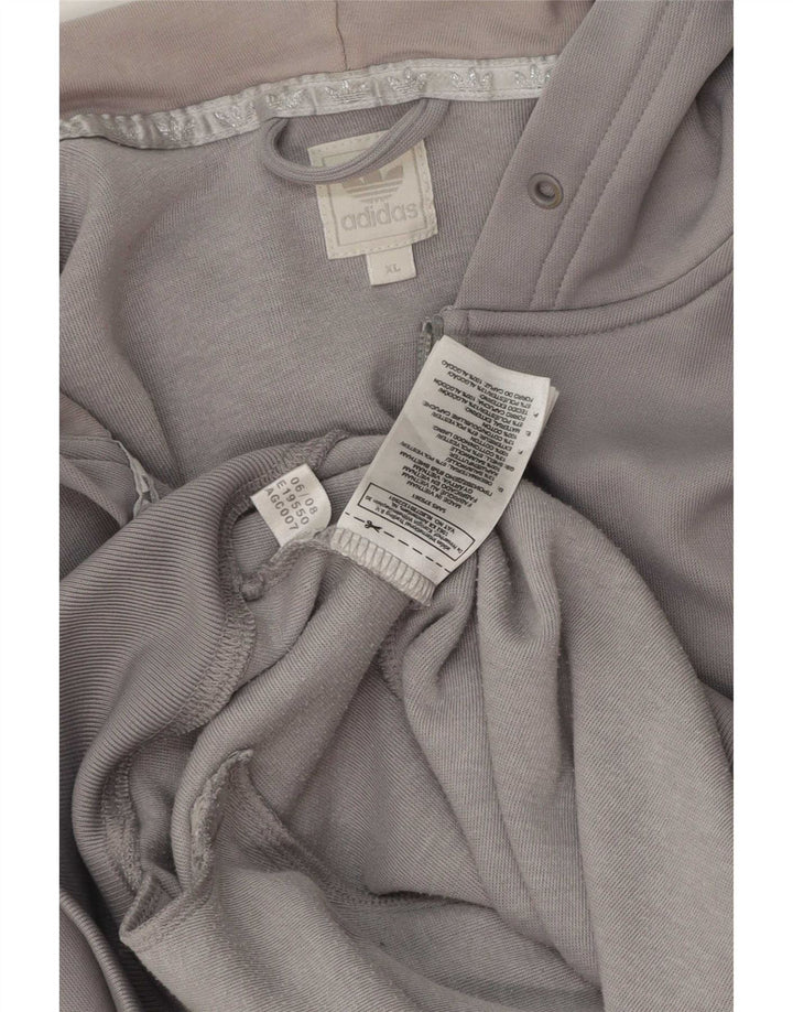 Adidas Mens Graphic Zip Hoodie Sweater XL Grey Polyester