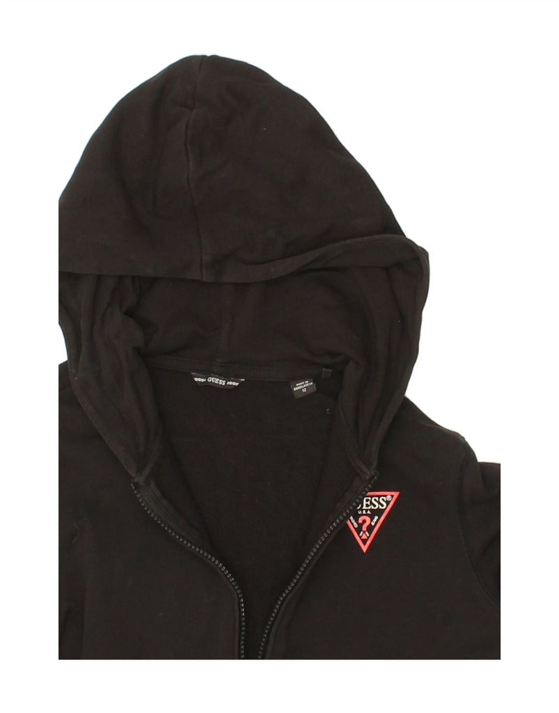GUESS Girls Zip Hoodie Sweater 11-12 Years Black Cotton Vintage Guess and Second-Hand Guess from Messina Hembry 
