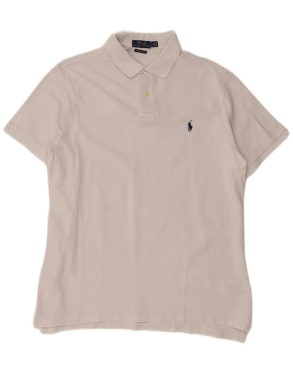 POLO RALPH LAUREN Mens Custom Slim Fit Polo Shirt Large White Cotton