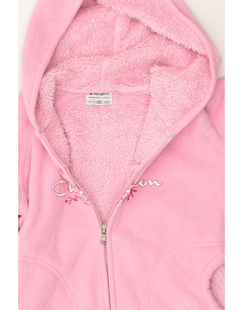 CHAMPION Girls Graphic Hooded Fleece Jacket 9-10 Years Medium Pink | Vintage Champion | Thrift | Second-Hand Champion | Used Clothing | Messina Hembry 