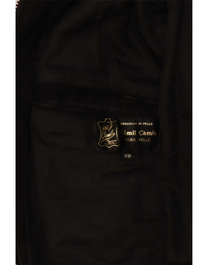 Vintage Mens Suede Bomber Jacket IT 46 Small Black Leather