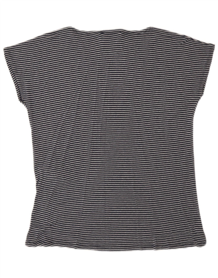 TRUSSARDI Womens Oversized T-Shirt Top UK 10 Small Navy Blue Striped