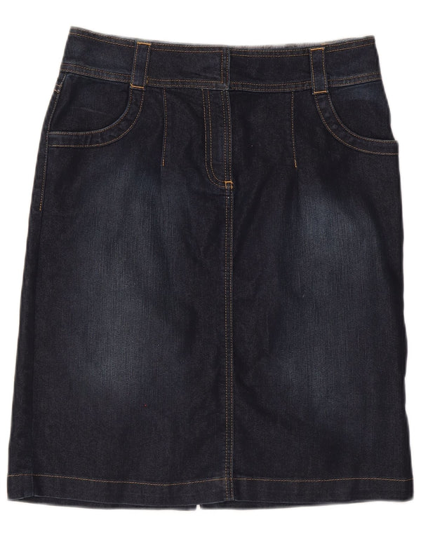 Monsoon Womens Denim Skirt UK 10 Small W30 Navy Blue Cotton