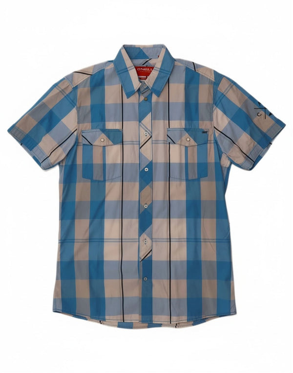 O'Neill Mens Short Sleeve Slim Fit Shirt XL Blue Check Cotton