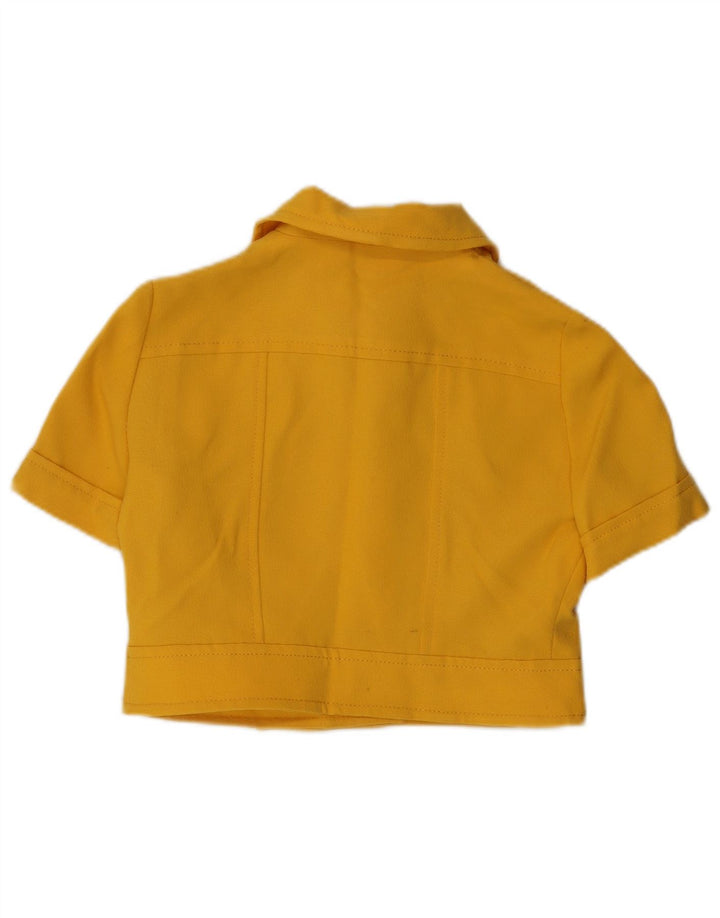 VINTAGE Womens Short Sleeve 4 Button Blazer Jacket UK 14 Medium Yellow