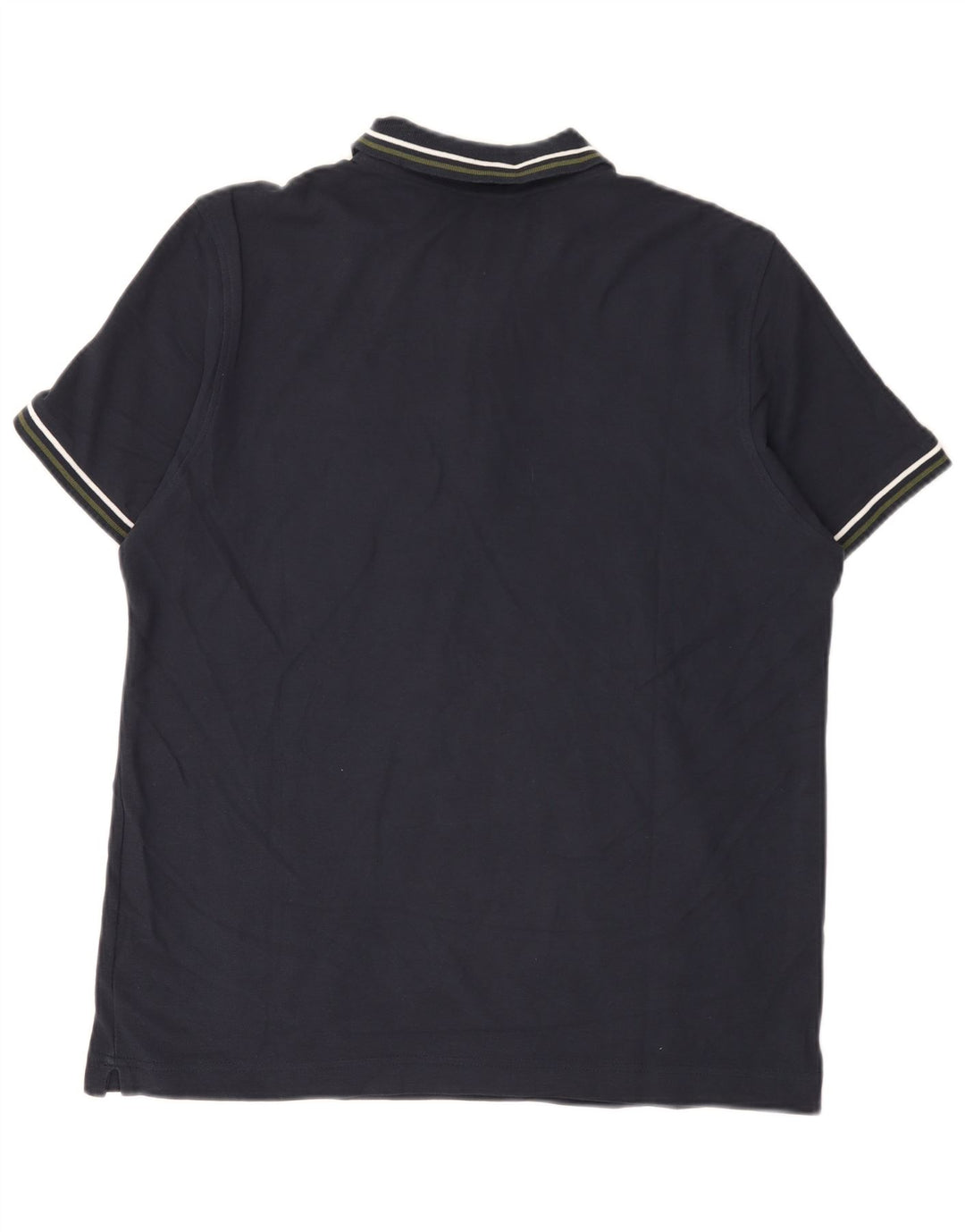 Lotto Mens Polo Shirt Medium Navy Blue Striped Cotton