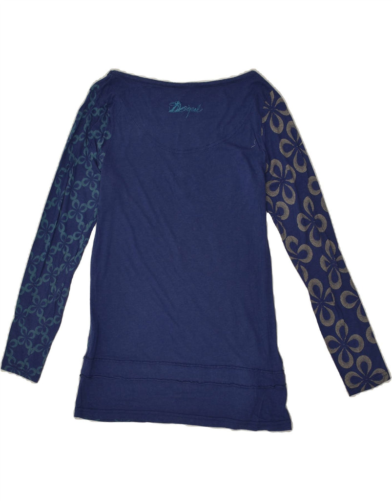 DESIGUAL Womens Graphic Top Long Sleeve UK 12 Medium Navy Blue Floral | Vintage Desigual | Thrift | Second-Hand Desigual | Used Clothing | Messina Hembry 